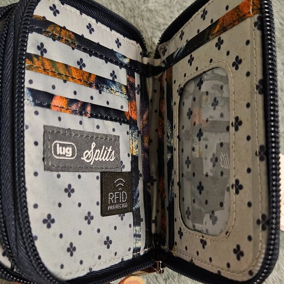 NWT Lug Splits compact RFID wallet in Bloom Navy - Picture 4 of 6